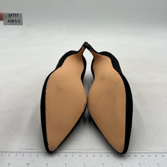 YDN Black Kitten Heeled Pumps Pointed Toe Dress Shoes for Office Lady Soft Suede - Picture 7 of 8